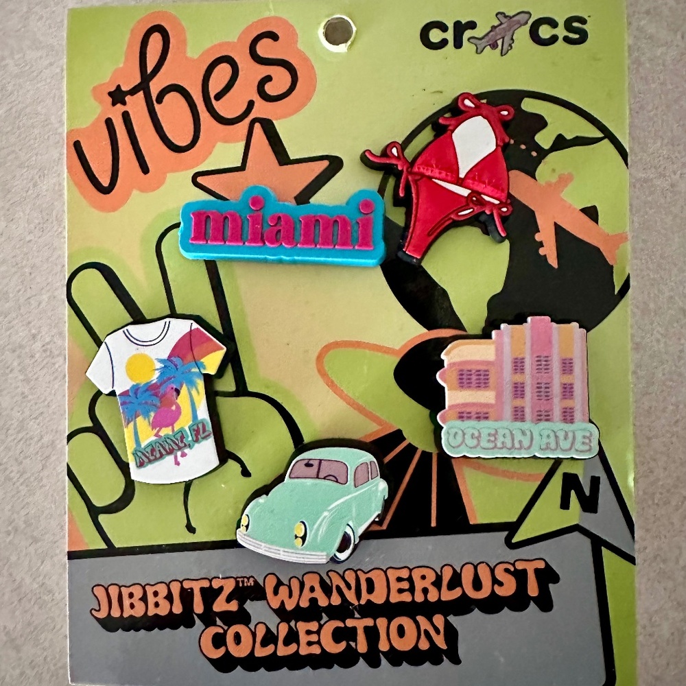 Crocs Jibbitz Charms Wanderlust Collection: Miami 5 Pack